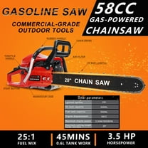 WETS 20 Inch Gas Chainsaw, 58CC 2-Stroke Gas Powered Chainsaw, Handheld Cordless Chainsaw, High-Power Logging Saw for Wood Cutting and Tree Trimming(Red)