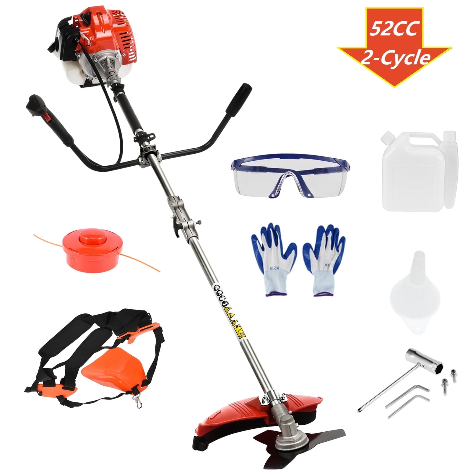 WETS 3 in 1 Weed Wacker, 52cc Weed Eater Gas Powered, Gas String Trimmer and Brush Cutter, 2-Cycle Grass Trimmer, Shoulder Strap Included