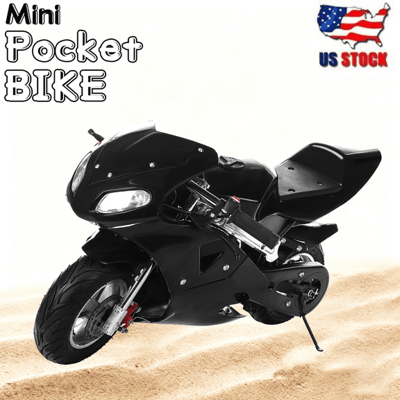 WETS 49cc 2-Stroke Pocket Bike,Mini Gas Motorbike,Off Road Trail Bike Dual Headlights Rubber Handlebar 1.25L Gas Tank Motorcycle Strong Power 170 LB Mini Bike Motorcycle