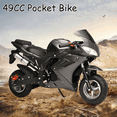 thumbnail image 1 of WETS 49cc 4 Stroke Pocket Bike, Pocket Rocket Motorcycle, Gas Pocket Motorbike with Strong Dual Brake, Racing Max Speed 25MPH, Dual Headlights for Kids 8 Years and Over, 1 of 8