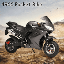 WETS 49cc 4 Stroke Pocket Bike, Pocket Rocket Motorcycle, Gas Pocket Motorbike with Strong Dual Brake, Racing Max Speed 25MPH, Dual Headlights for Kids 8 Years and Over
