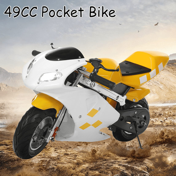 WETS 50CC Kids Motorcycle Gas Powered Pocket Bike with 1.25L Tank, 2-Stroke Mini Motorcycles with Dual Headlights Brakes Rubber Handlebar, Adult Toy Motorcycle Pit Bike Ages 8-14