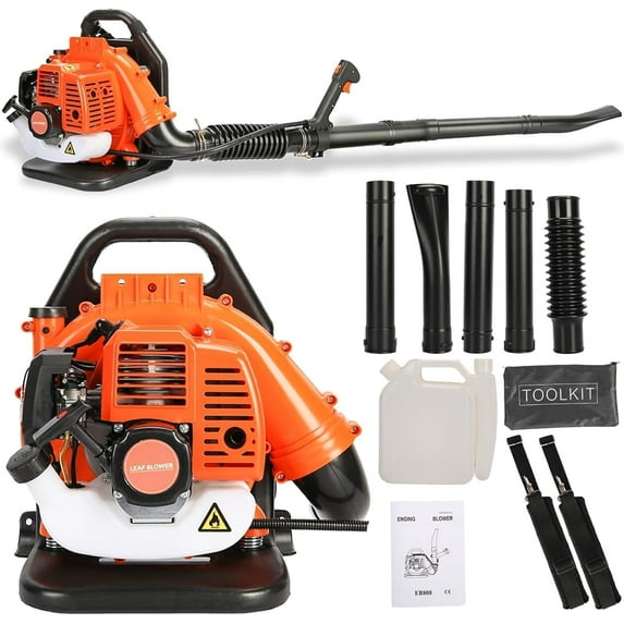 WETS 52CC Backpack Leaf Blower Gas Powered,550CFM 2-Stroke Engine Gas Leaf Blower,Heavy Duty Powerful Ergonomic Air Cooling Gasoline Snow Blower for Outdoor Garden Yard 1.25KW/1.7HP 6800RPM 20lb
