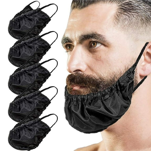 WETS Beard Cover Adjustable Waterproof Black Beard Guard with Ear Straps for Restaurant