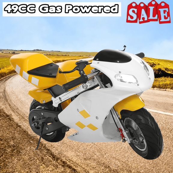 WETS Gas Dirt Bike for Kids, [2026 Upgraded] 2-Stroke Dirt Bike, Kids Mini Motorcycles, 50CC Pocket Rocket Motorcycle Bike w/Dual Suspension Dual Disc Brake 2-Cycle