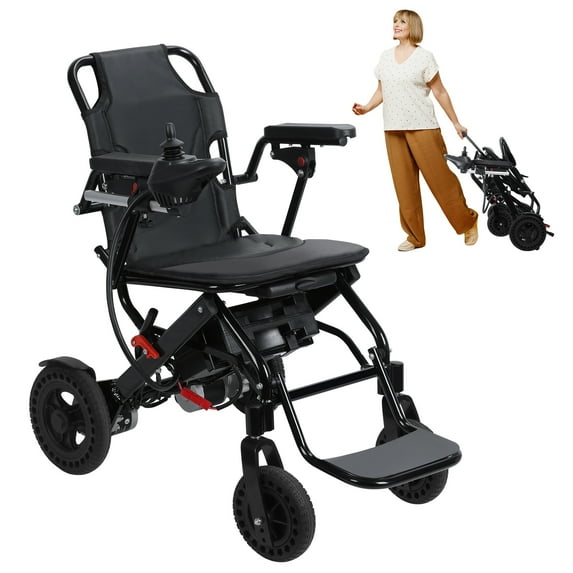 WETS Lightweight Foldable Electric Wheelchair for Adults, 20+ Kms Range 500W Motor, Portable Elderly Wheelchair with Large Footrest & Reversible Armrests