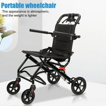 WETS Lightweight Foldable Transport Wheelchair with 19" Seat, Black, Manual Wheelchair Support 220 lb Weight Capacity for Adults (Without Pull Bar)