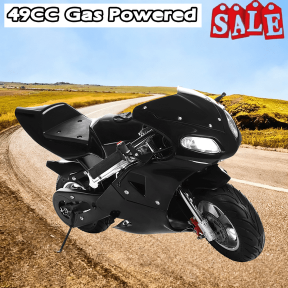 WETS Pocket Bike,49cc 2-Stroke Pocket Bike,EPA Approved Gas Pocket Bike for Kids,Strong Dual Brake, Realistic Racing Pocket Bike Max Speed 20 Mph,Gas Pocket Motorbike with Front Rear Disc Brakes