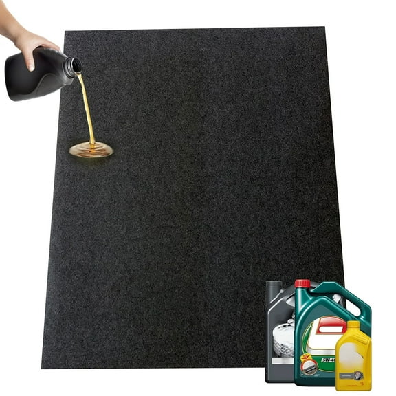 WETS Garage Floor Mat, Heavy Duty Absorbent Oil Spill Mat with Non-Slip Backing, Waterproof Felt Parking Rug for Cars and Motorcycles, Extra Large Garage Protector Mat Black