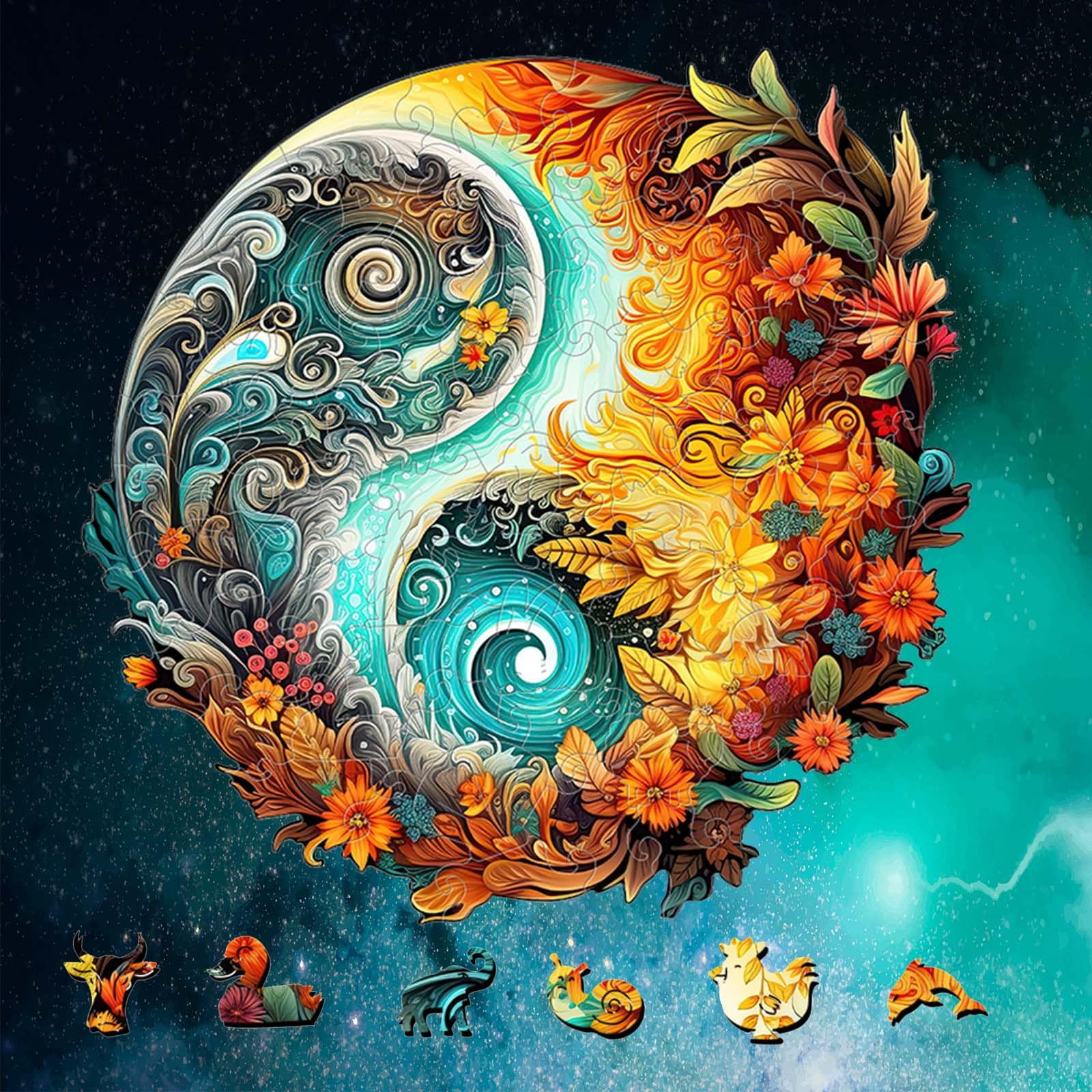 WETUFIN - Wooden Jigsaw YPF5 Puzzles for Adults, Yin Yang Style Wooden ...