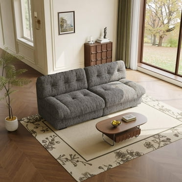 WETURE Modern Chenille Pillow-Designed Armrest Sleeper Loveseat, Grey