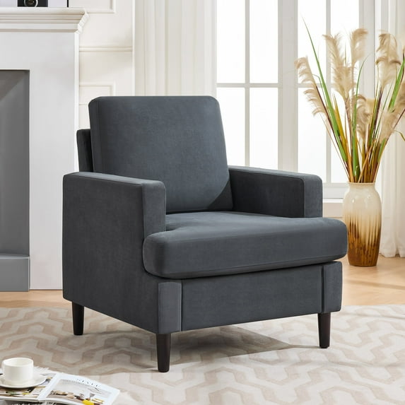 WETURE Modern Textile Solid Print Upholstered Accent Chair, Dark Gray