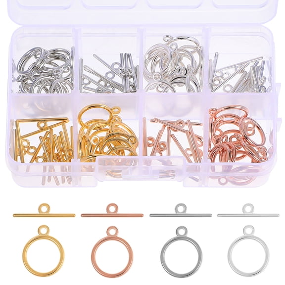 WEUVEB Assorted Color Alloy Toggle Clasps for Bracelets and Necklaces, Jewelry Connectors