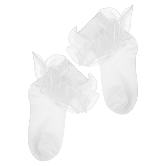 WEUVEB Girls Cotton Ankle Socks 1 Pair White Breathable Comfortable Socks for Kids Ages 6-8 Years