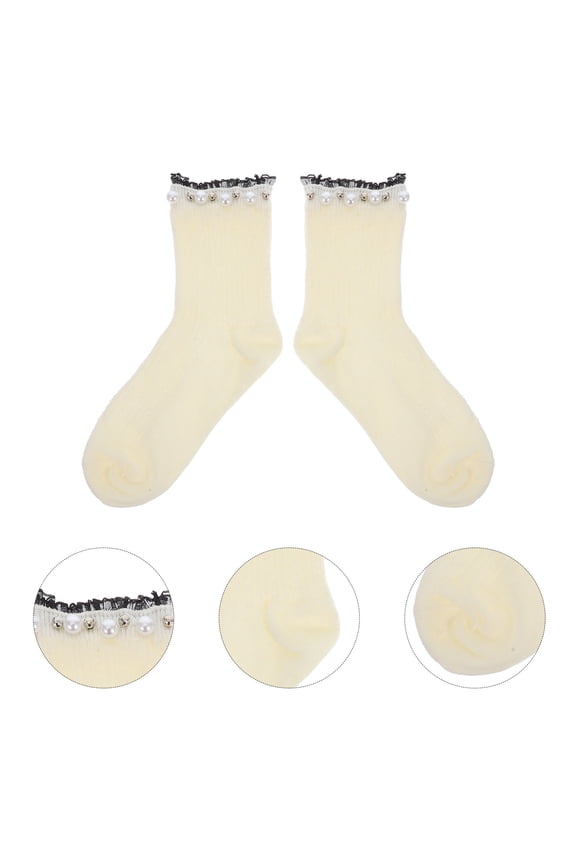 1 Pair Ladies Tube Socks Warm Tube Shape for Team Sports Women Cotton White