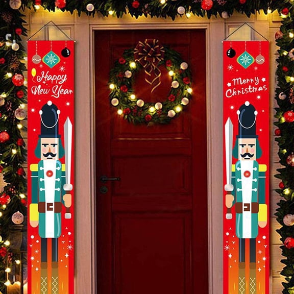 WEUVEB 1 Pair Door Hanging Decorations, Multi-Color Oxford Fabric Wall Banners for Holiday Cheer and Seasonal Home Decoration