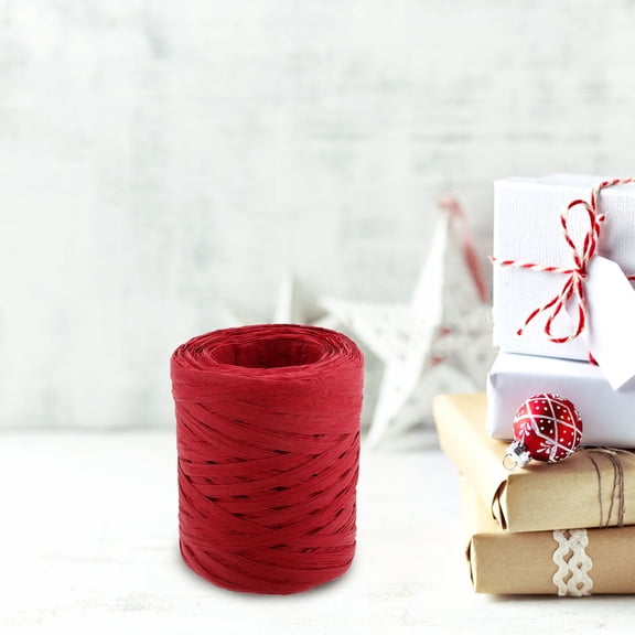 WEUVEB 1 Roll Raffia Ropes Wrapping Supplies Red Floral Arrangements for Crafters Christmas Decoration