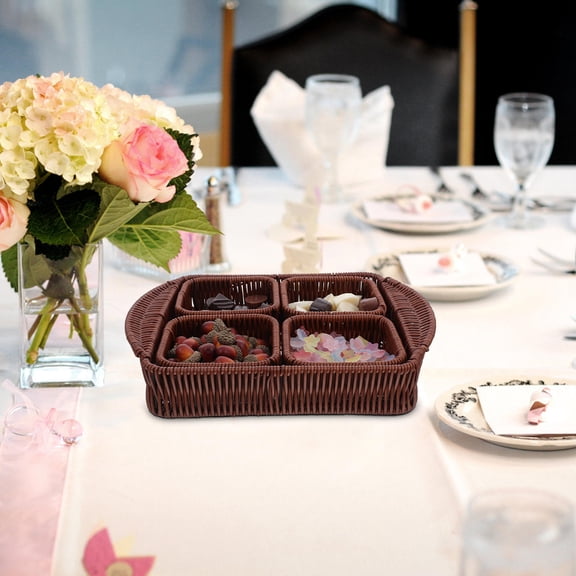 WEUVEB 1Set Compact Bread Storage Tray with Imitation Rattan Design