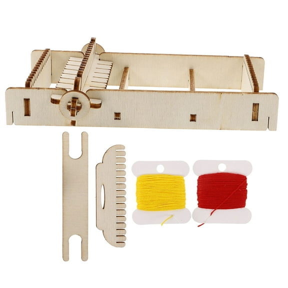 WEUVEB Desktop Hand Weaving Machine Set, Wood Beige Hand-Knitting Tool for Crafting and Textile Projects
