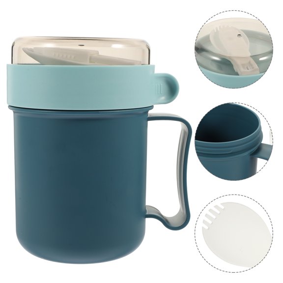 WEUVEB Practical Oatmeal Container Blue Plastic Multifunctional for Home 1Set
