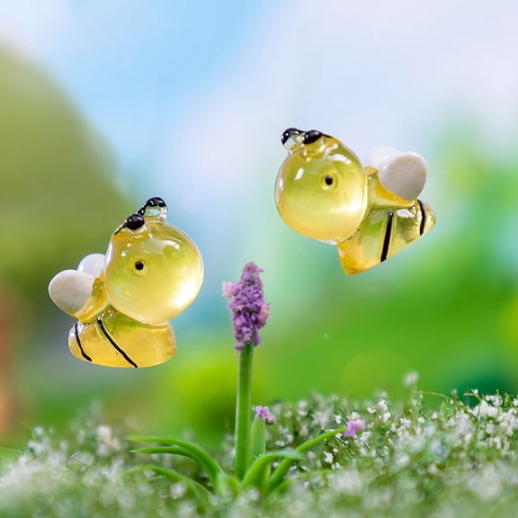 WEUVEB 10pcs Micro Landscape Bees Glow in the Dark Resin Figurines for Landscape Decor