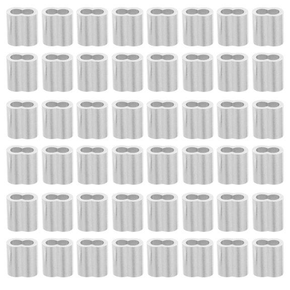 WEUVEB 100Pcs Aluminum Wire Rope Loop Ferrules 4Mm Double Hole Crimp Sleeves for Industrial and Marine Applications