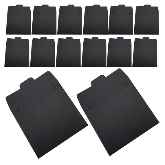 WEUVEB 100Pcs Black Cardboard Cd Envelopes For Media Storage Scratch Protection