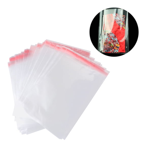 WEUVEB 100pcs Self Adhesive Cellophane Bags for Bakery Opp Cookie Clothing