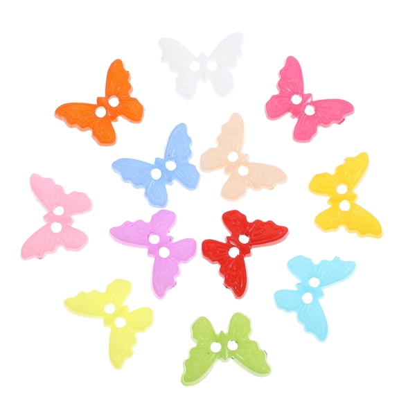 WEUVEB Multi-Colored Resin Butterfly Animal Buttons, 100 Pieces Craft Sewing Accessories