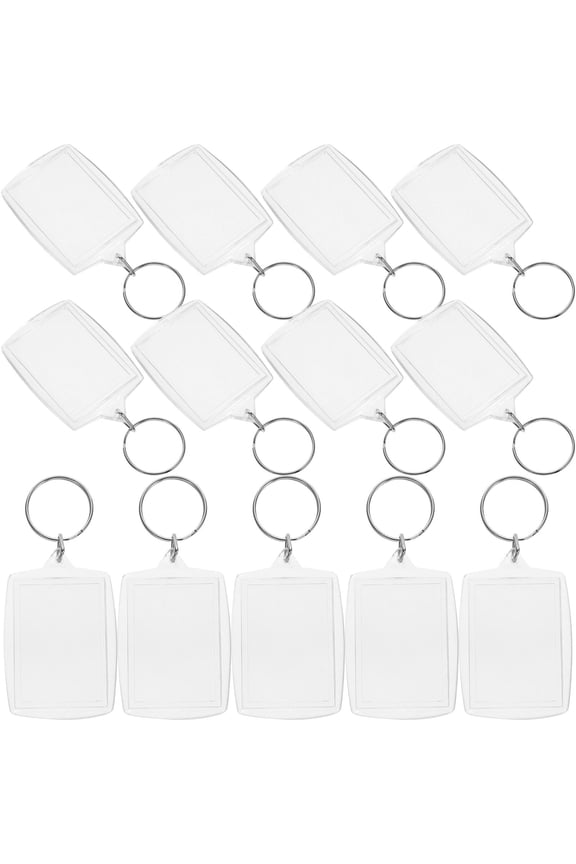 100Pcs Transparent Blank Insert Photo Frame Keyring Clear Acrylic DIY Split Ring Keychain