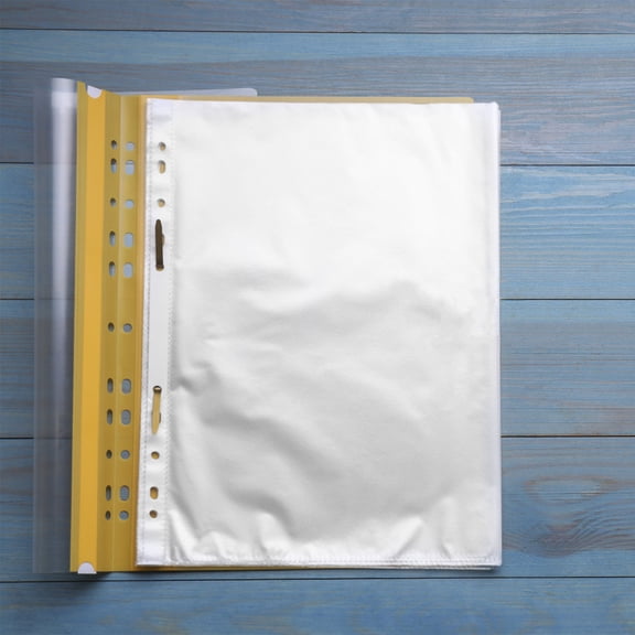 WEUVEB 100Pcs Transparent Paper Sheet Protectors with Holes for Office Filing
