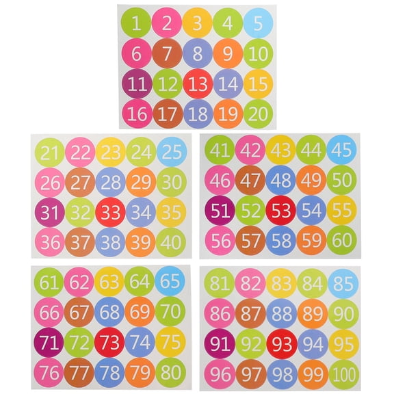 WEUVEB 100-Piece Number Stickers, Assorted Colors, Classroom Floor Dots, Office Labels, Learning and Identification Decals