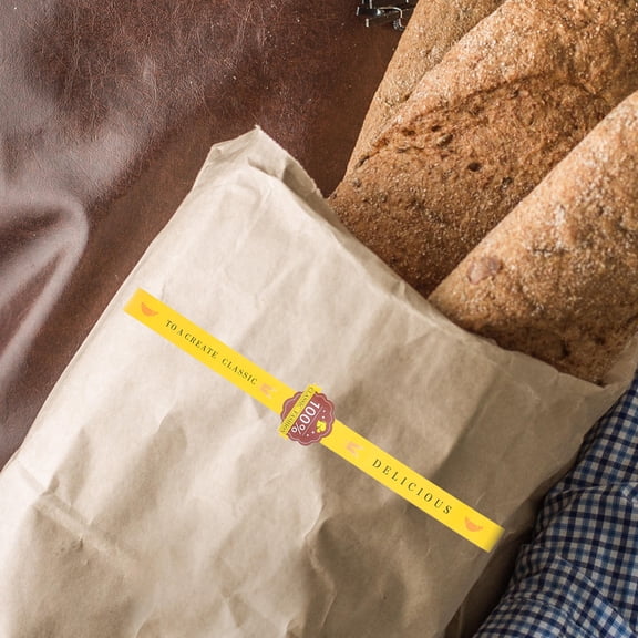 WEUVEB 100Pcs Yellow Baking Seal Stickers Self Adhesive Food Package Labels for Cookie Box