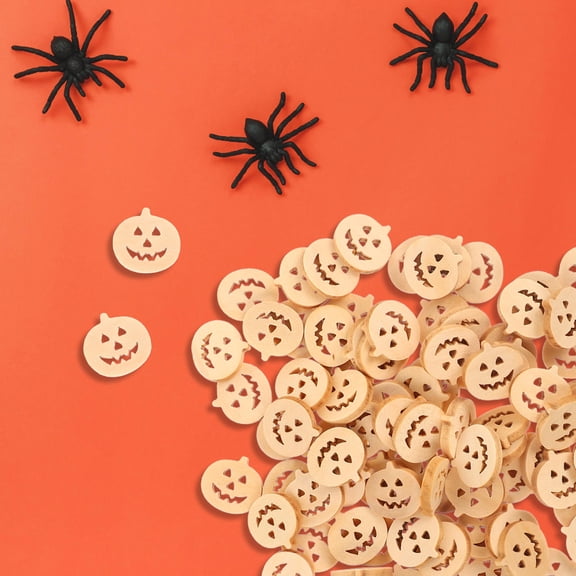 WEUVEB 100Pcs DIY Pumpkin Shape Wooden Buttons for Fabric and Handicraft