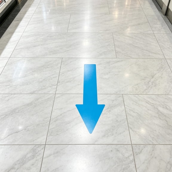 WEUVEB 10Pcs Blue Directional Sign Decals with Waterproof Coating for Indoor Floor and Wall Use