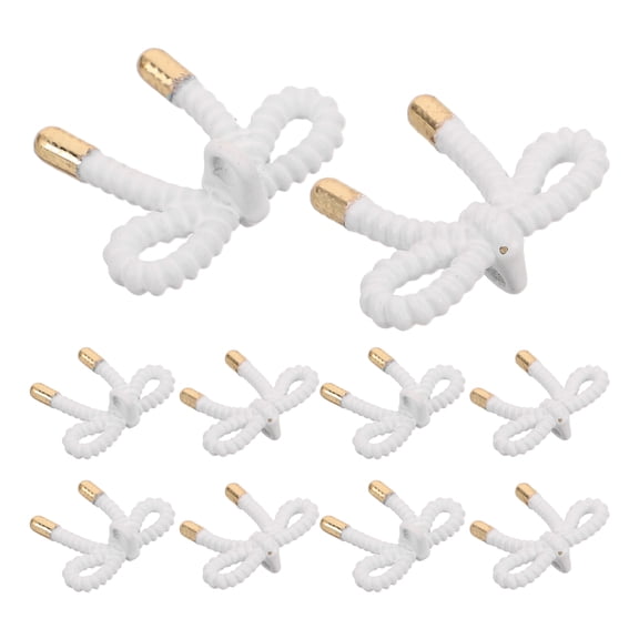 WEUVEB 10Pcs White Metal Bowknot Buttons for Sewing Durable Zinc Alloy Fasteners for Cardigans Sweaters and Coats