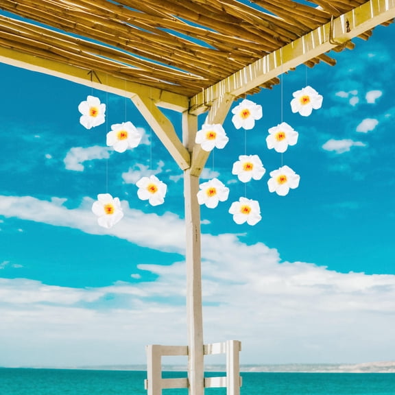 WEUVEB 10Pcs Tropical Artificial Hibiscus Flowers White for Coffee Shop Hotel Bar Home Decoration