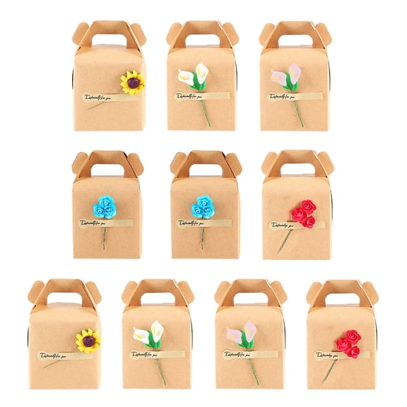 WEUVEB Christmas Kraft Paper Boxes with Flower Design, Festive Packaging, for Holiday Decor