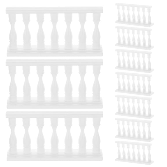 WEUVEB 10Pcs Small White Plastic Fence for Dollhouse and Landscape Adornment