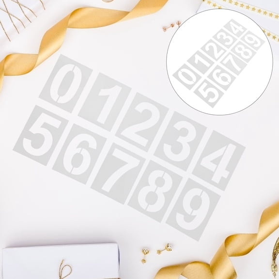 WEUVEB 10Pcs Painting Template Set Large Number Stencils White Durable Plastic for Wall Or Backdrop Projects