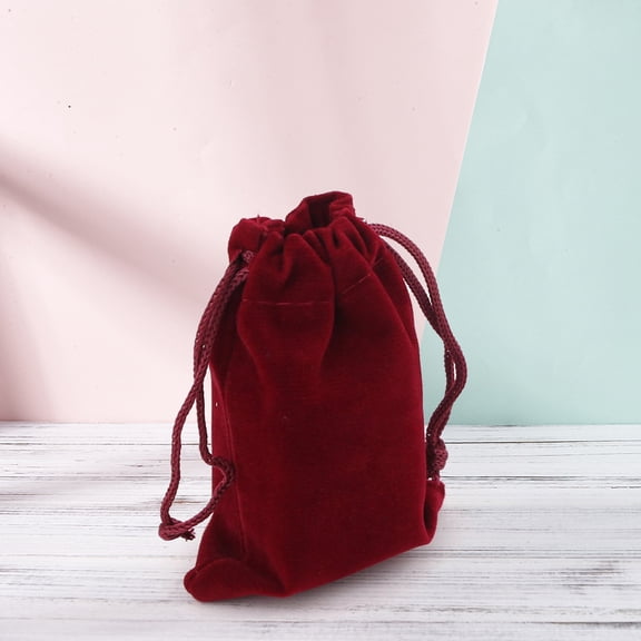 WEUVEB 10Pcs Luxurious Red Drawstring Bags for Candy and Jewelry with Easy Open Close