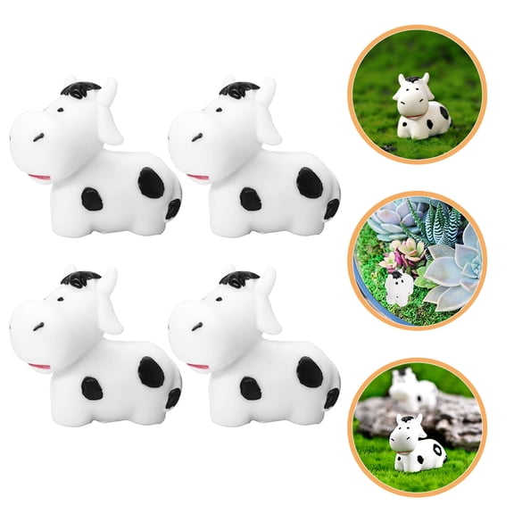 WEUVEB 10Pcs Resin Miniature Cow Figurine for DIY Projects and Homeowners Tiny Cow Decorations