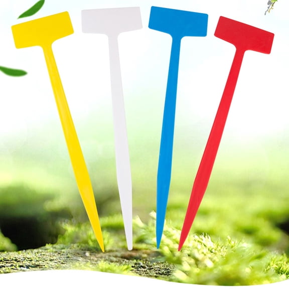 WEUVEB 10Pcs Reusable White Plant Markers Plastic T Type Garden Labels for Seeds Flowers Plants