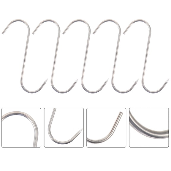 WEUVEB 10Pcs Stainless Steel Butcher Hooks S Shape Hanging Meat Hanger for Bbq Cooking with Rust Resistant Finish