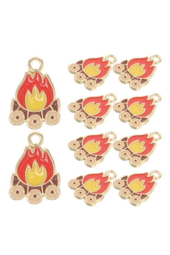 Flame Pendant Charms Metal Fiery Jewelry Making Decorative Accessories 10Pcs