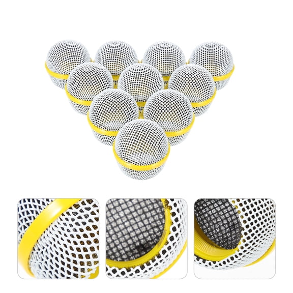 WEUVEB 10Pcs Wear Resistant White Metal Mic Ball Head Replacement with Foam Filter for Clear Sound in Wireless Mic