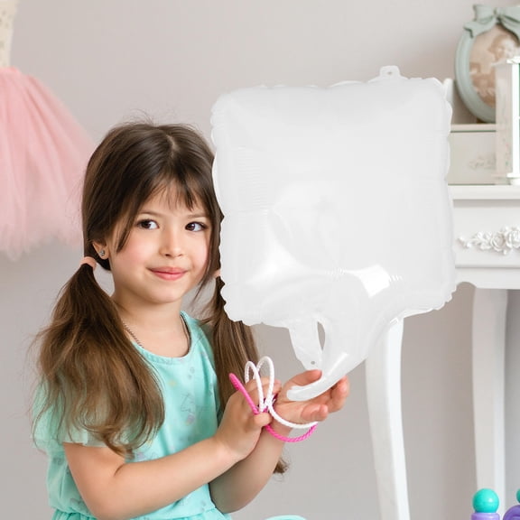 WEUVEB 10Pcs White Aluminum Foil Balloons Self Sealing Square Balloon for Festival Decor