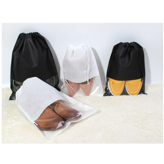 WEUVEB 10Pcs White Nonwoven Shoe Storage Bag with Transparent Window for Easy Identification