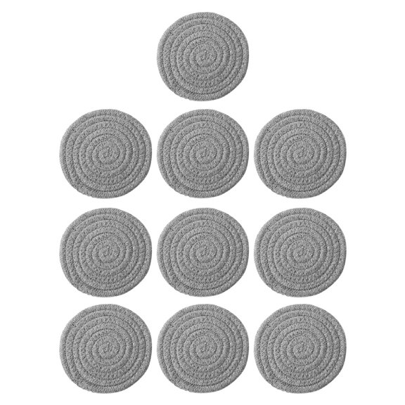 WEUVEB 10Pcs Cotton Round Coasters for Home Use Heat Resistant Braided Pot Mat