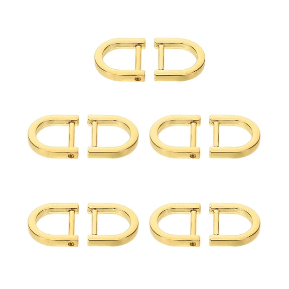 WEUVEB 10Pcs Multifunctional Golden D Rings for Purse Crafting Heavy Duty Metal Hardware
